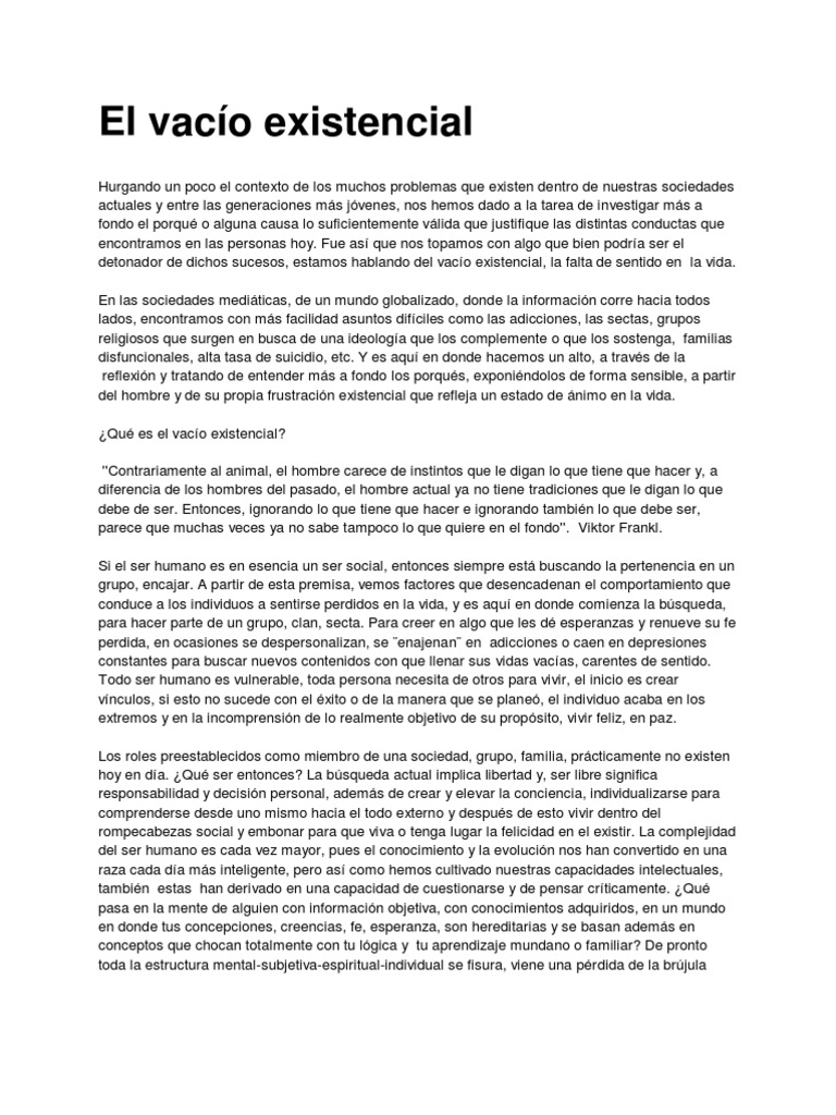 el vacio existencial viktor frankl